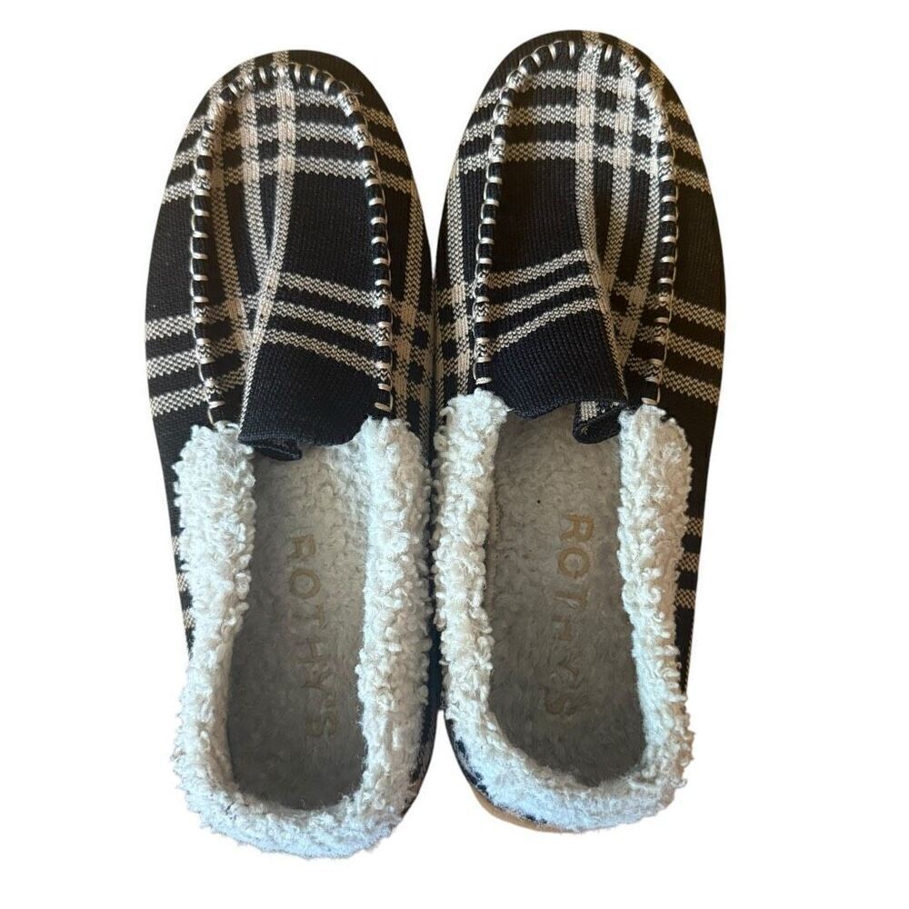 Rothy’s The Slipper Black and Camel Plaid Men’s Size 8